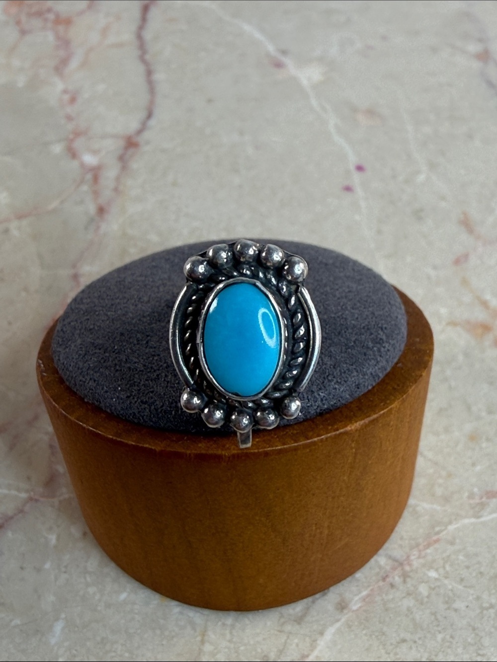 Navajo Indian 925 Silver Turquoise Oval Single Earring